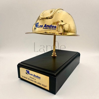 ESTATUILLAS TROFEOS CASCO DE MINERO EN BRONCE